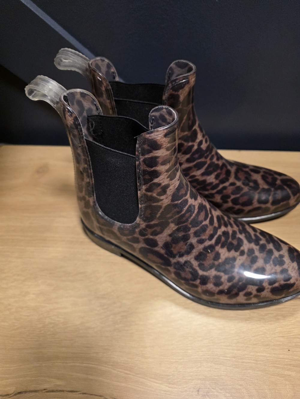 Joe Fresh Leopard Print Ankle Rain Booties - Brown/Black